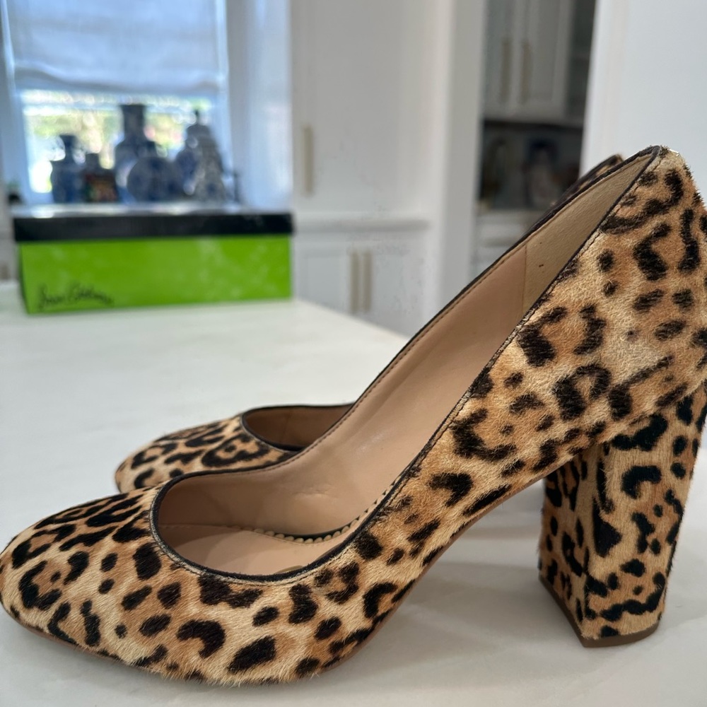 Sam Edelman Stillson Leopard calf-hair closed toe heel pumps